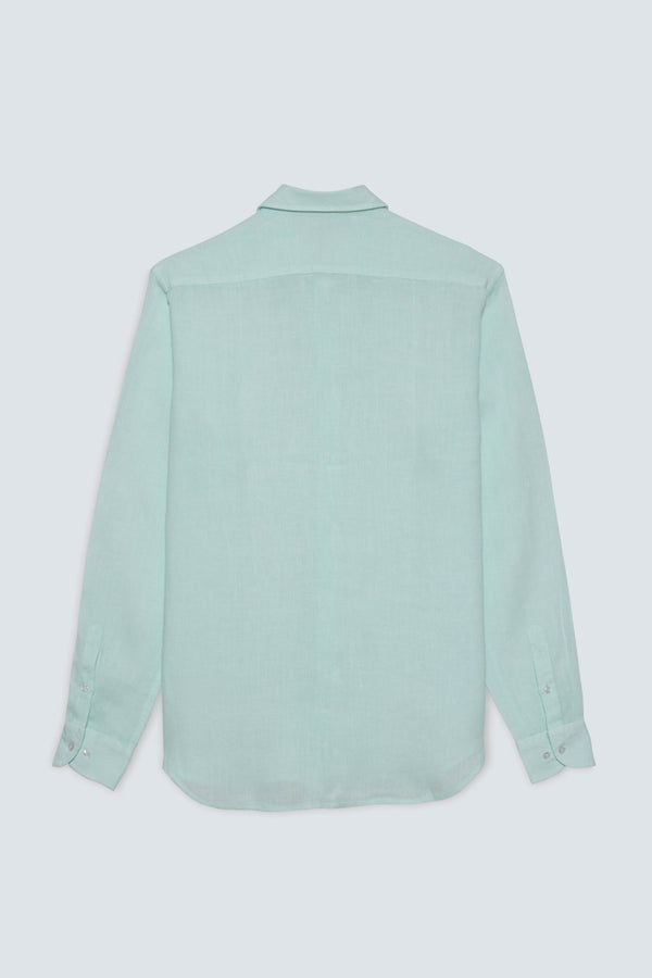 basic linen shirt light turquoise - soloio