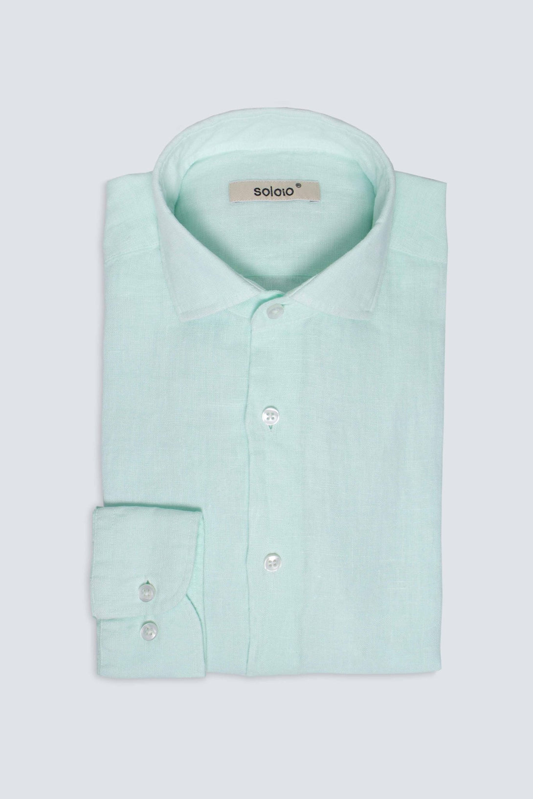 basic linen shirt light turquoise - soloio