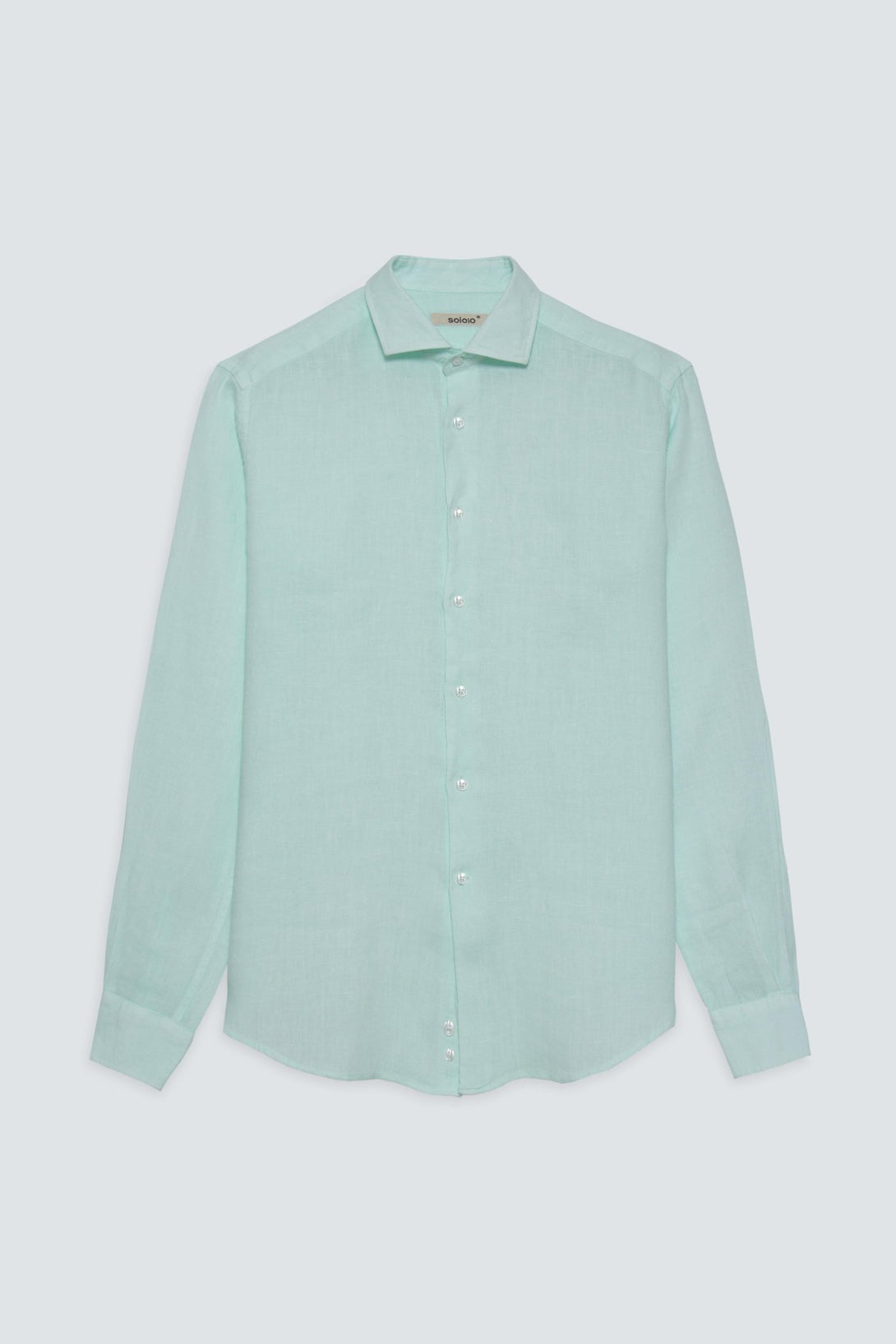 basic linen shirt light turquoise - soloio