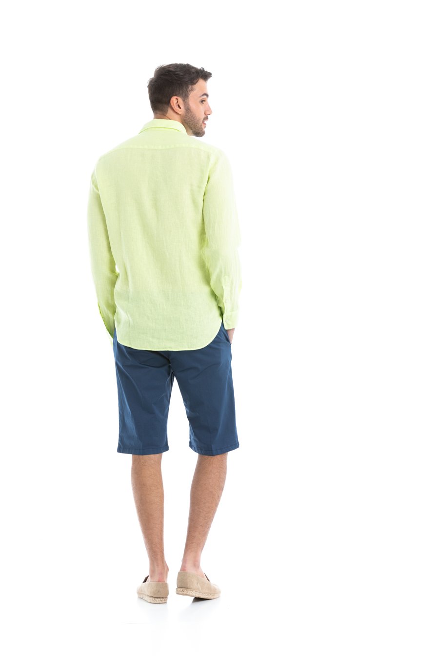 basic linen shirt lime - soloio