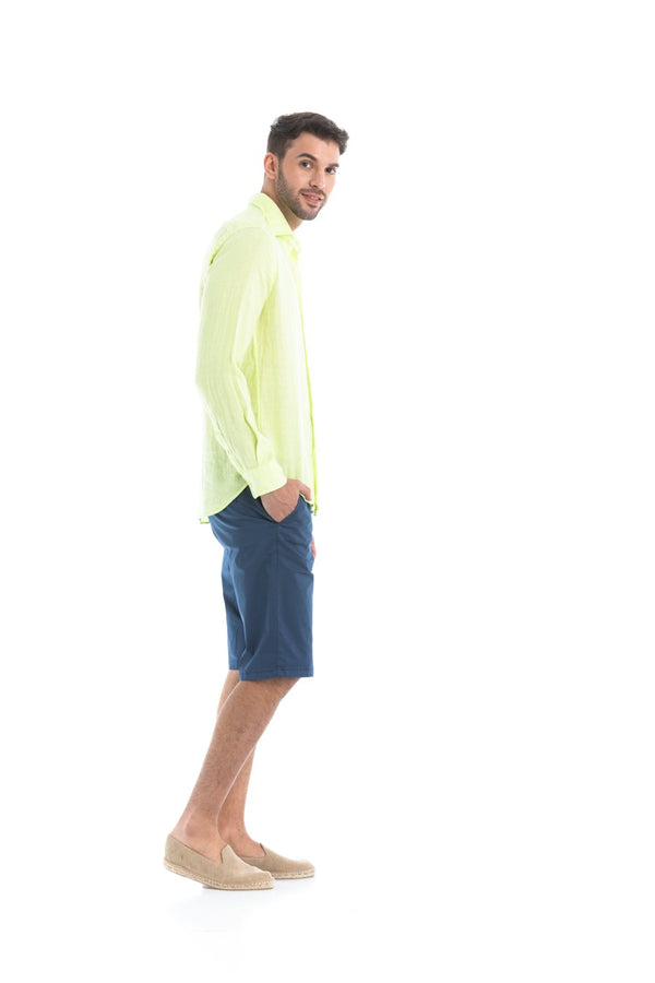 basic linen shirt lime - soloio