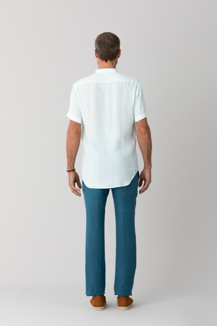 basic linen shirt mao aqua mc - soloio