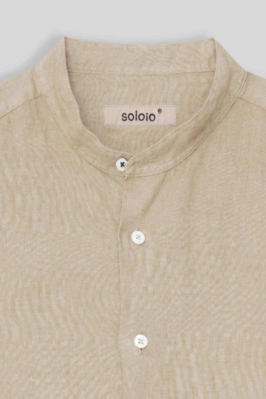 basic linen shirt mao beige - soloio