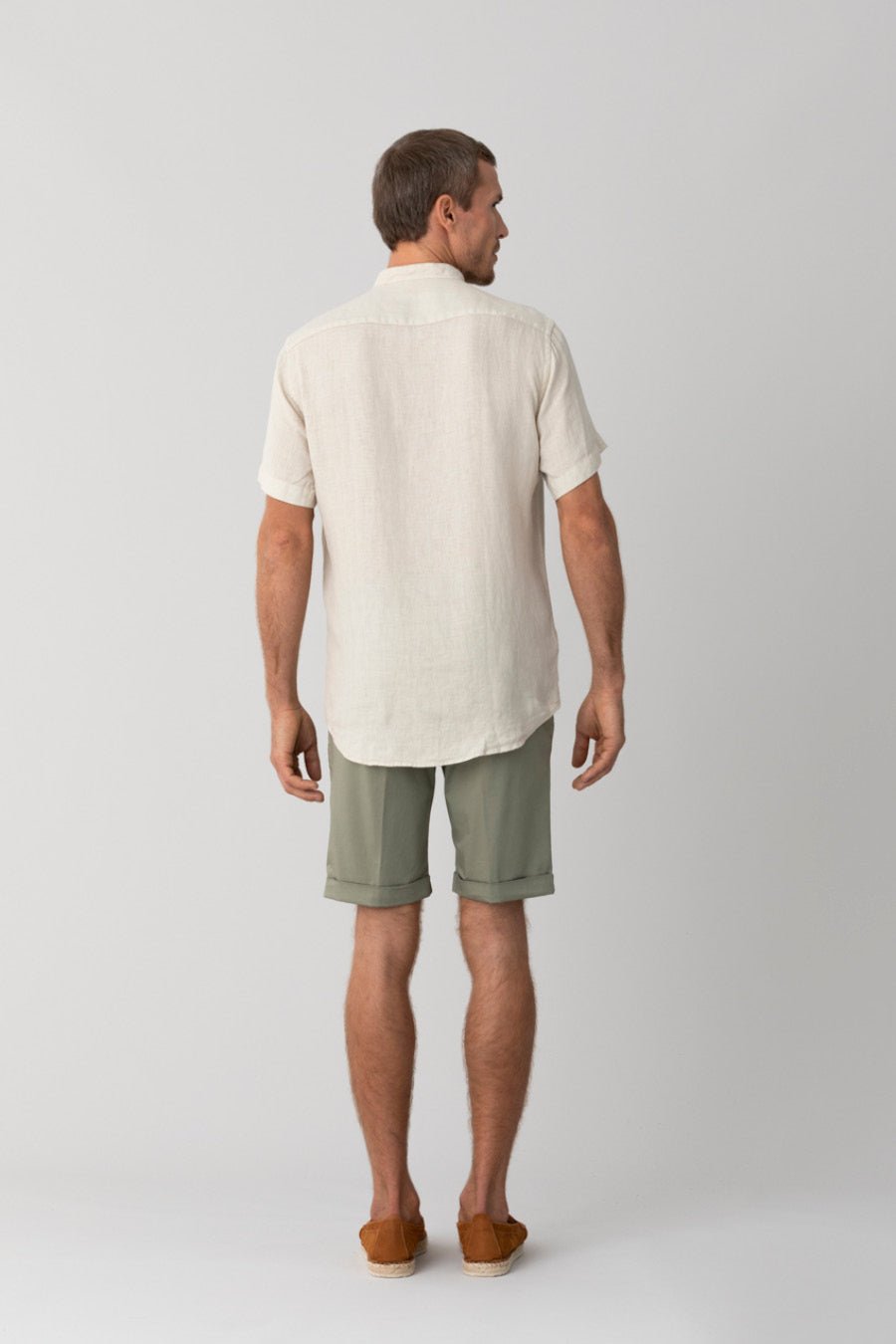 basic linen shirt mao beige - soloio