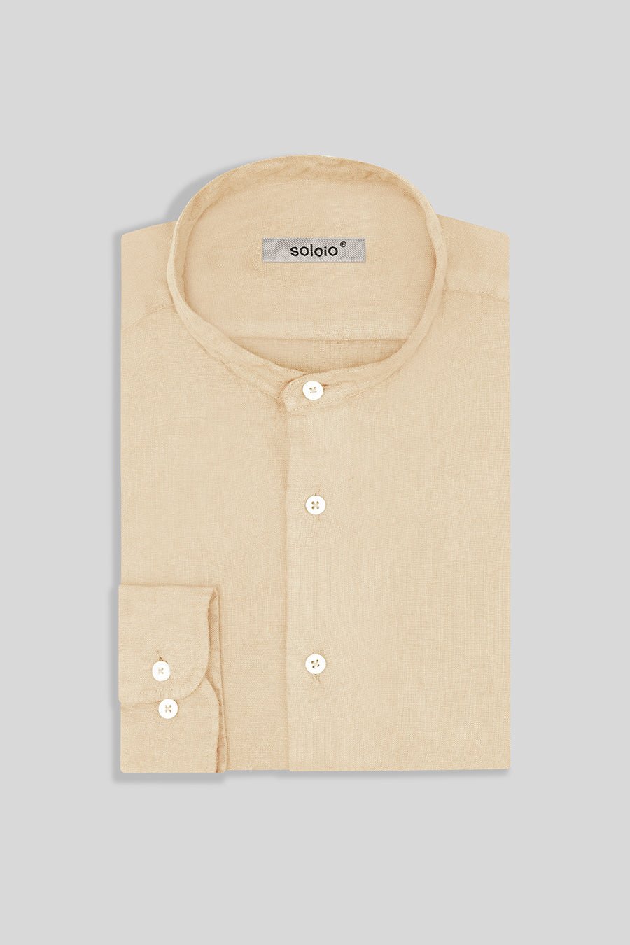 basic linen shirt mao beige - soloio