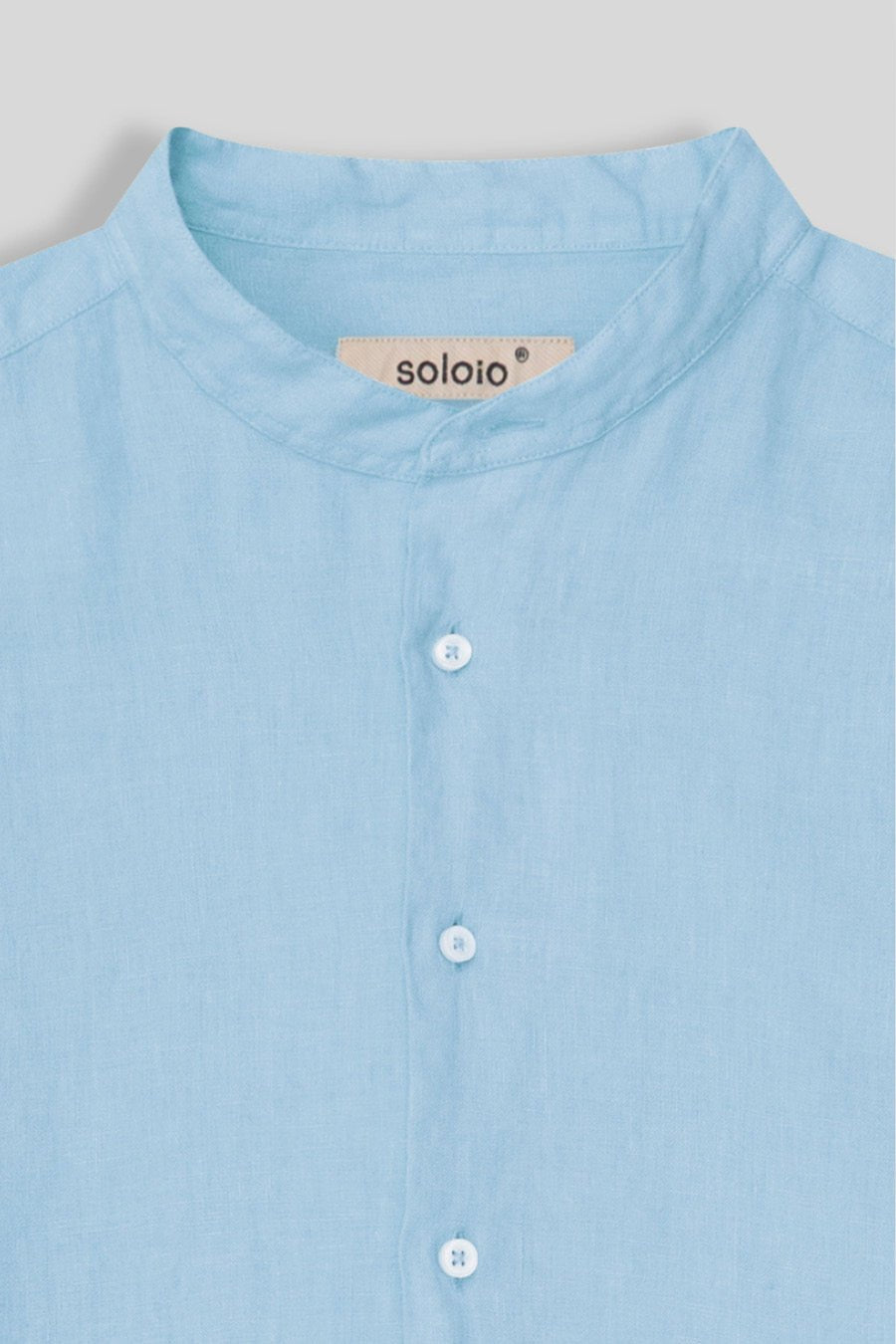 basic linen shirt mao collar sky blue - soloio