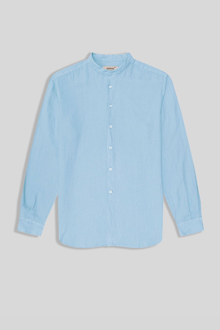 basic linen shirt mao collar sky blue - soloio