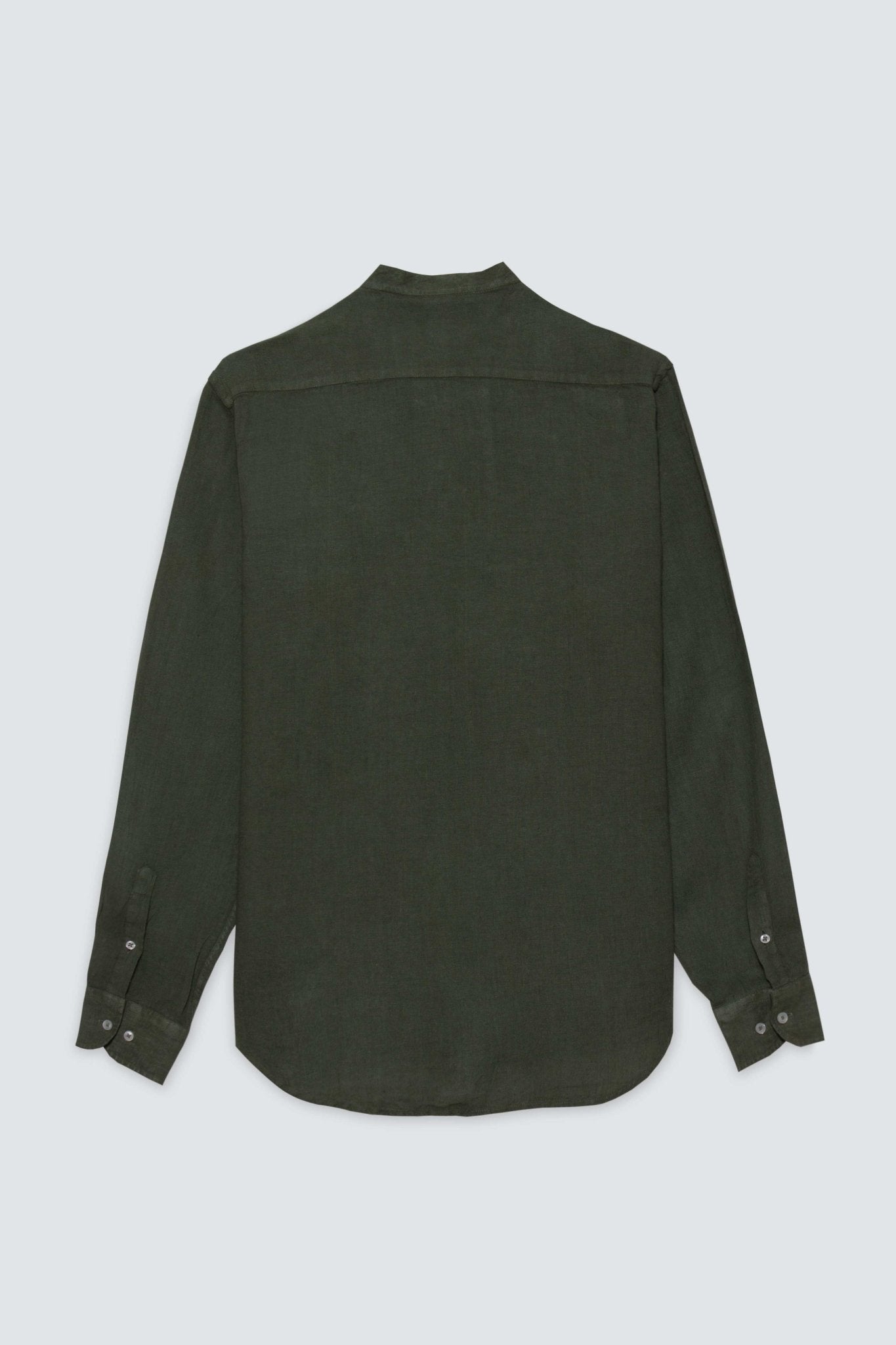 basic linen shirt mao military green - soloio