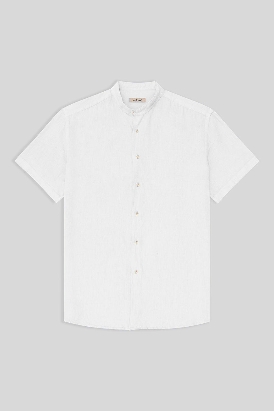 basic linen shirt mao white mc - soloio