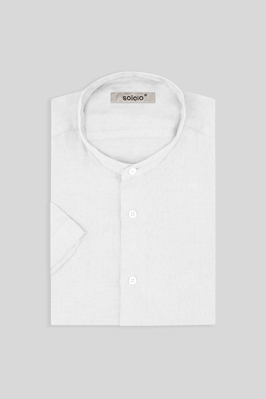 basic linen shirt mao white mc - soloio