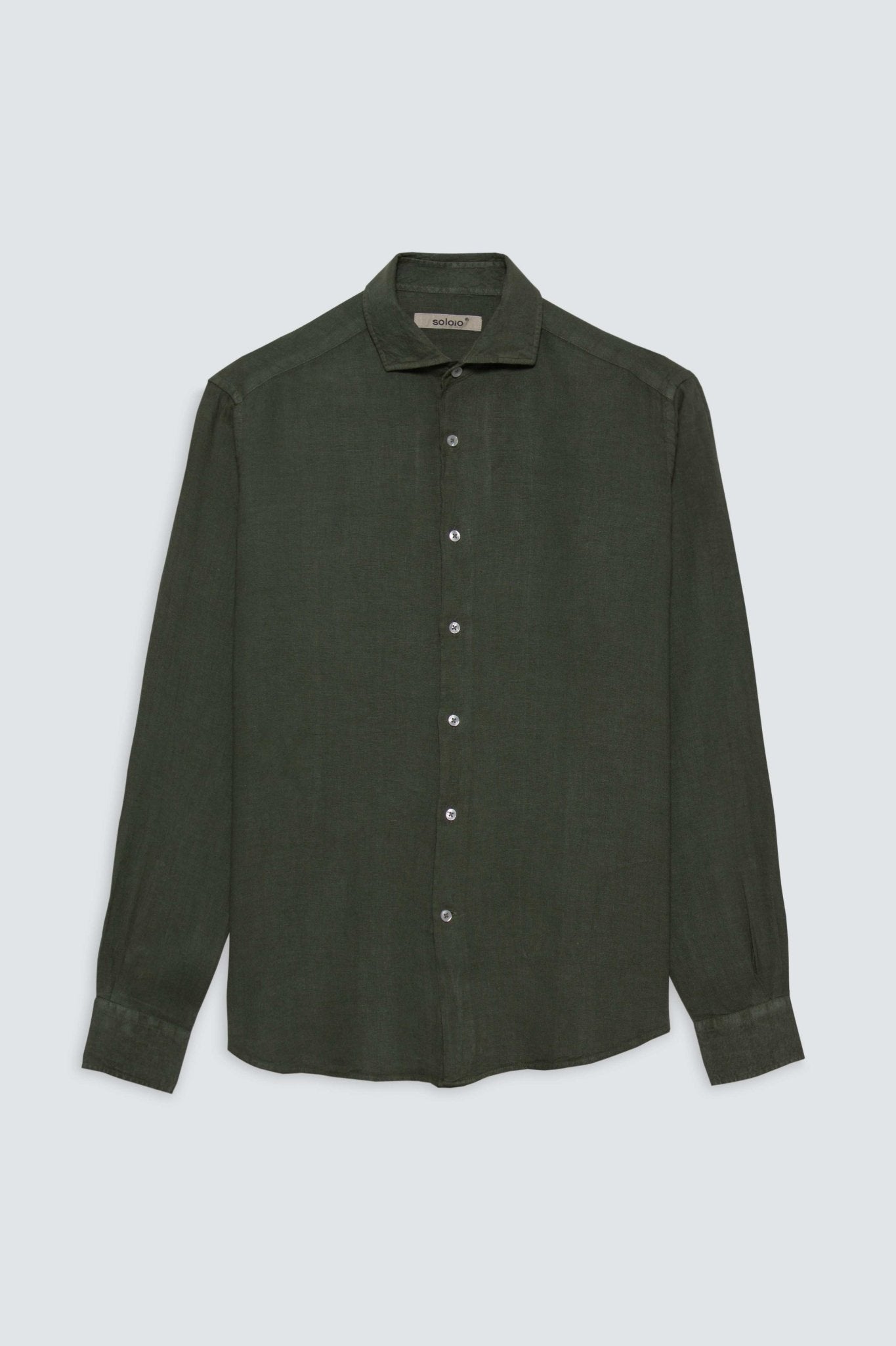 basic linen shirt military green - soloio