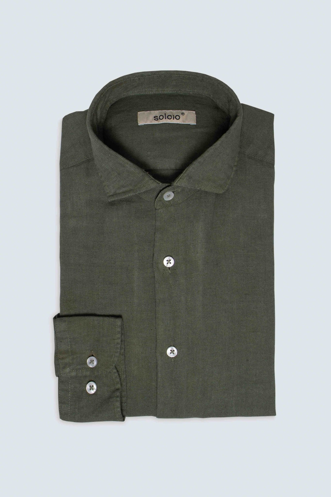 basic linen shirt military green - soloio