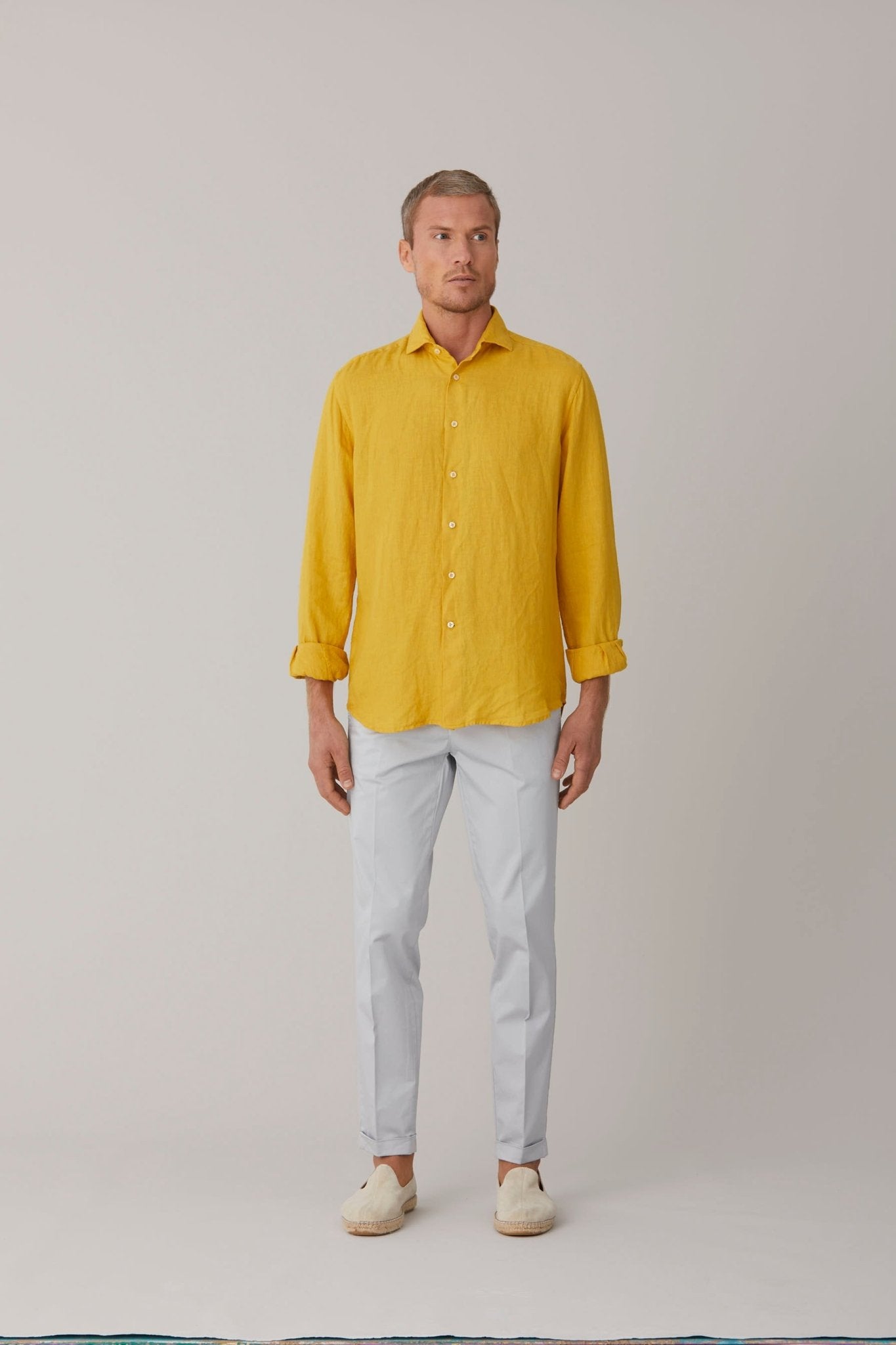 basic linen shirt mustard - soloio