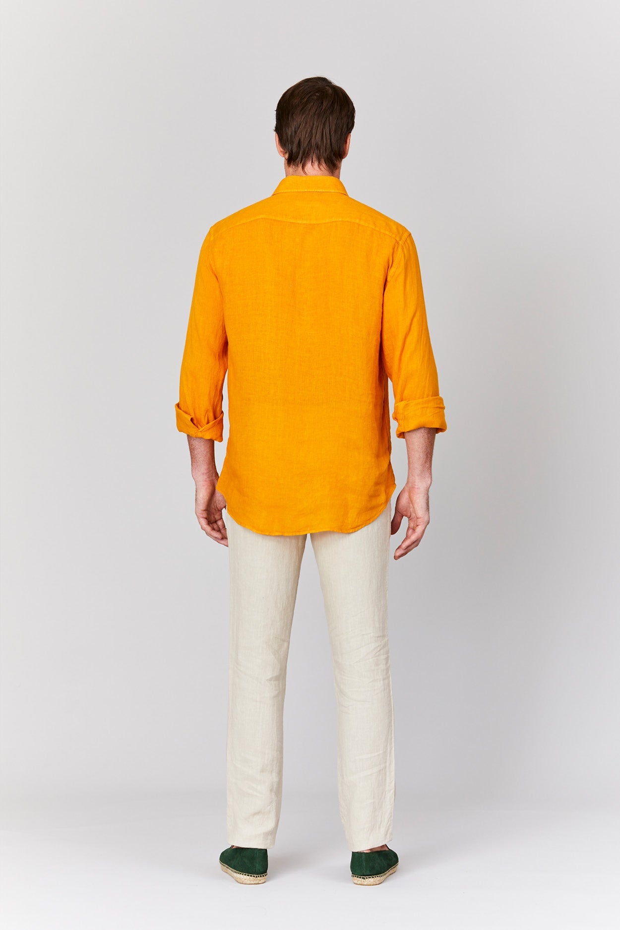 basic linen shirt ocher - soloio