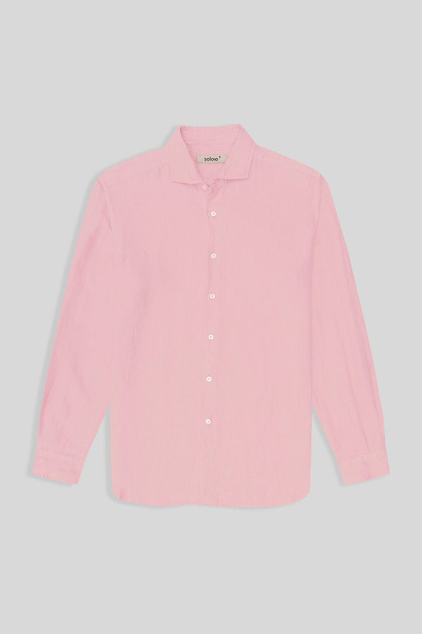 basic linen shirt pink - soloio