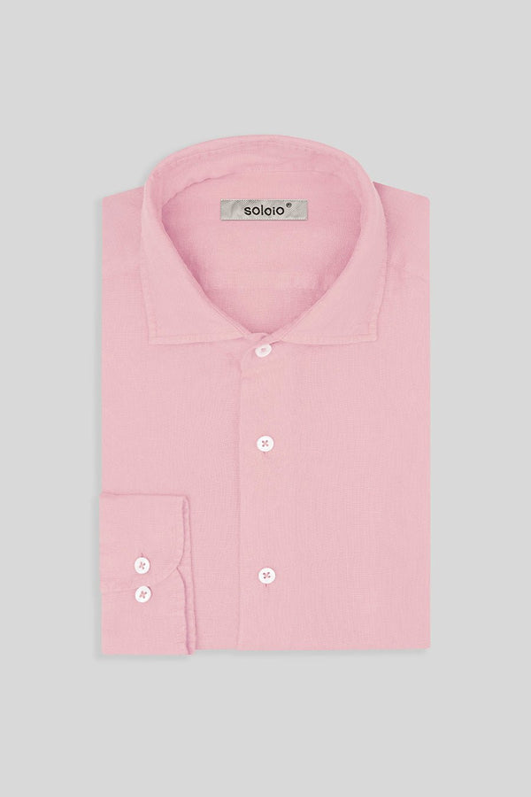 basic linen shirt pink - soloio