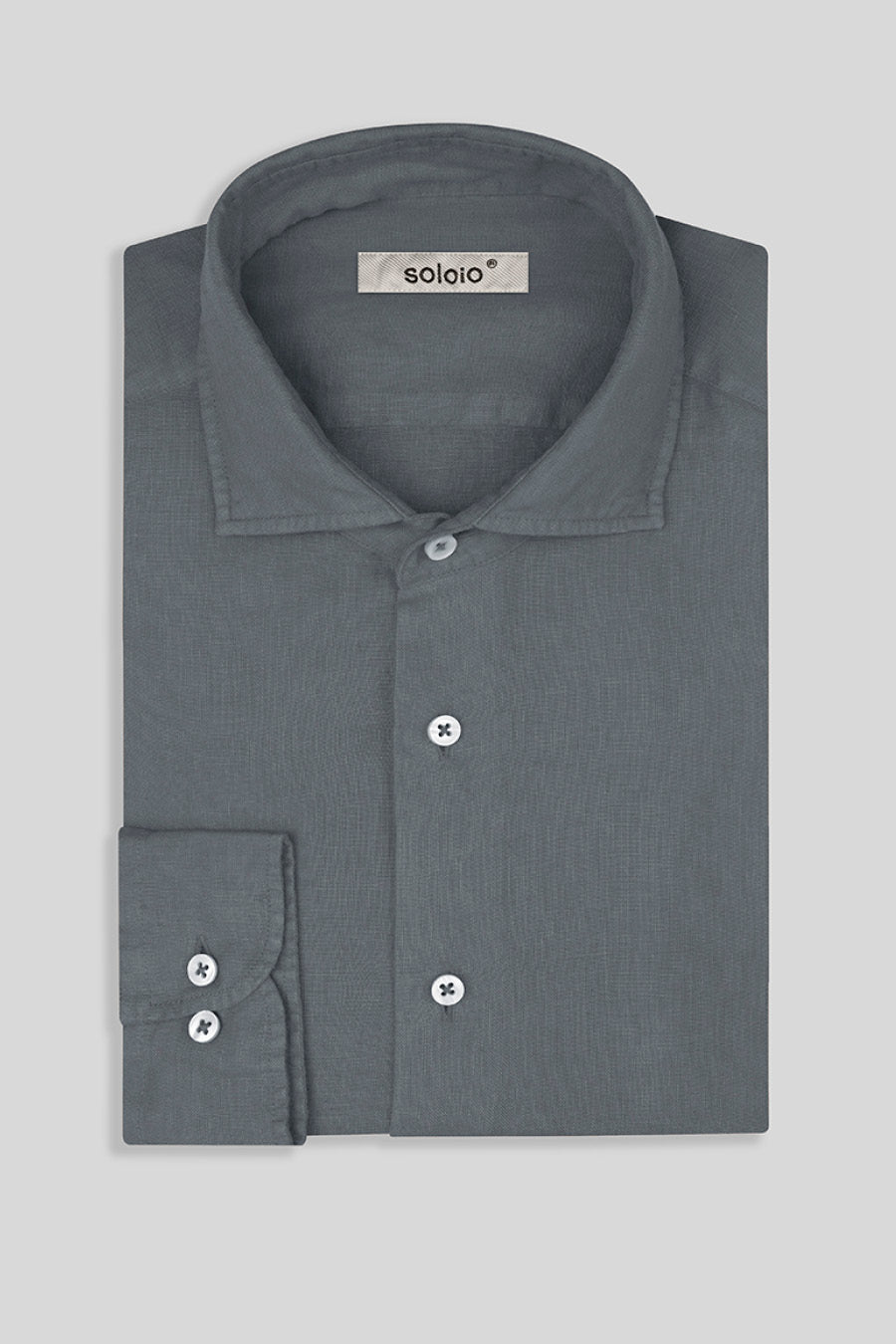 basic linen shirt smoke - soloio