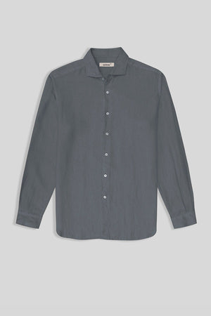 basic linen shirt smoke - soloio