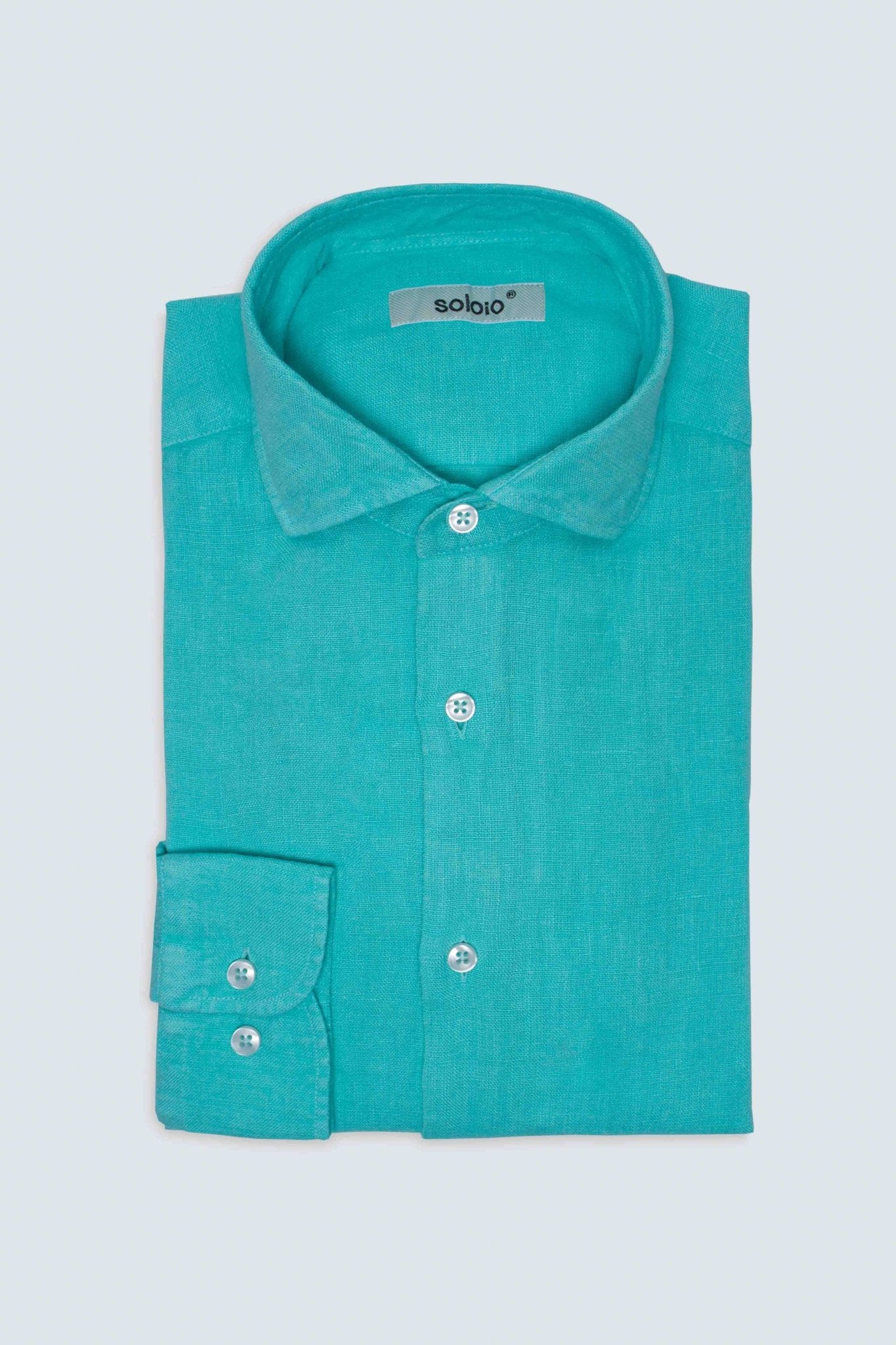 basic linen shirt turquoise - soloio