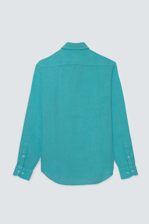 basic linen shirt turquoise - soloio