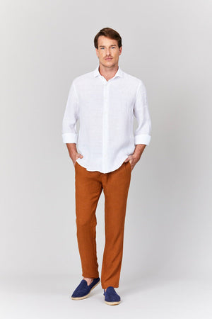 basic linen shirt white - soloio