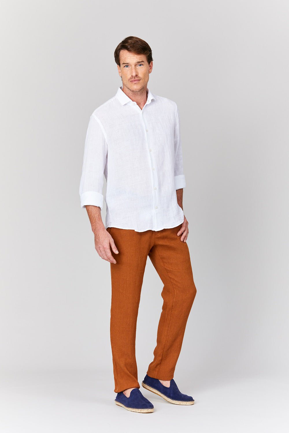 basic linen shirt white - soloio