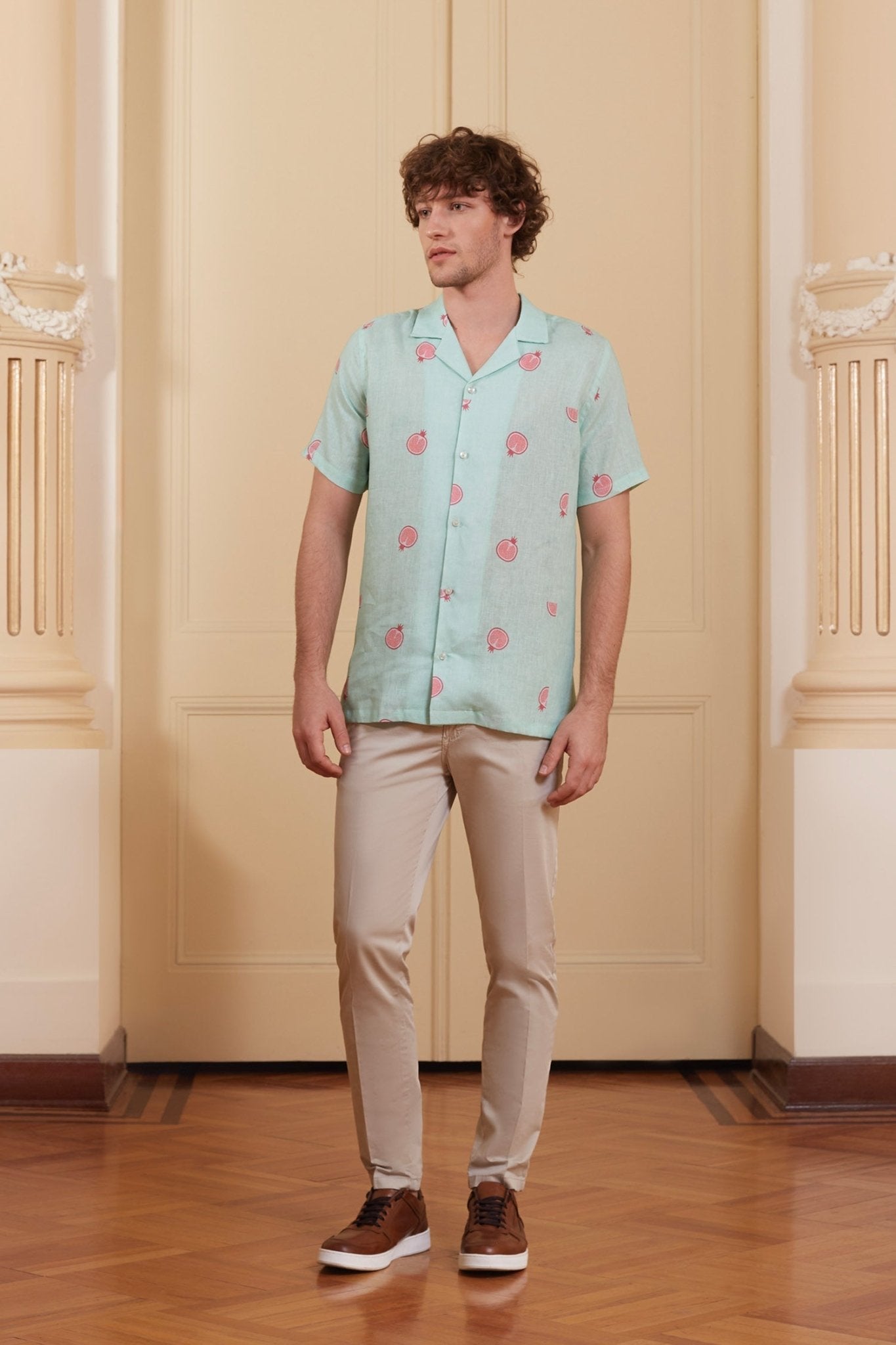 bastión linen shirt aqua - soloio