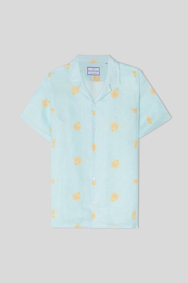 bastión linen shirt mc sky blue - soloio