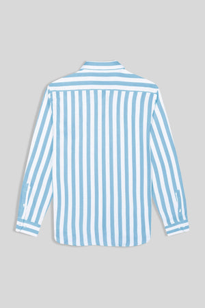 blue curacao striped linen shirt - soloio