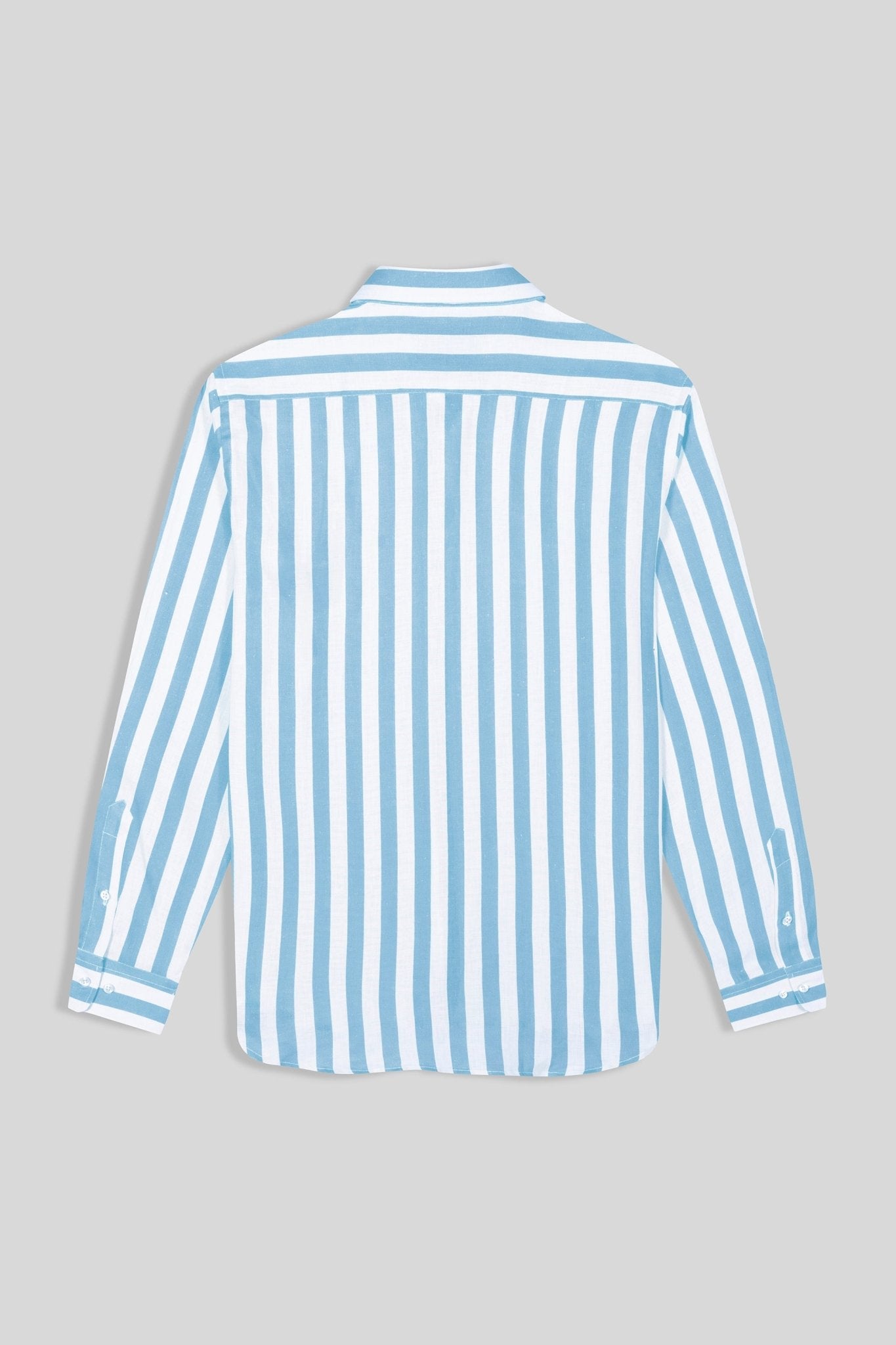 blue curacao striped linen shirt - soloio