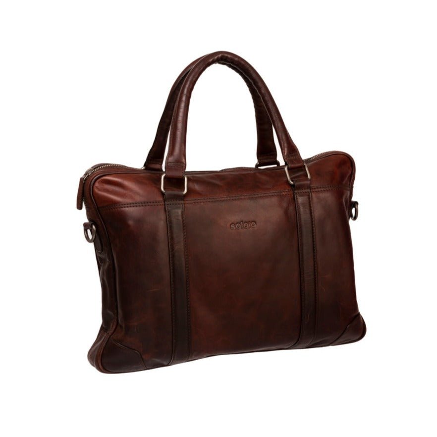 bronw leather briefcase - soloio