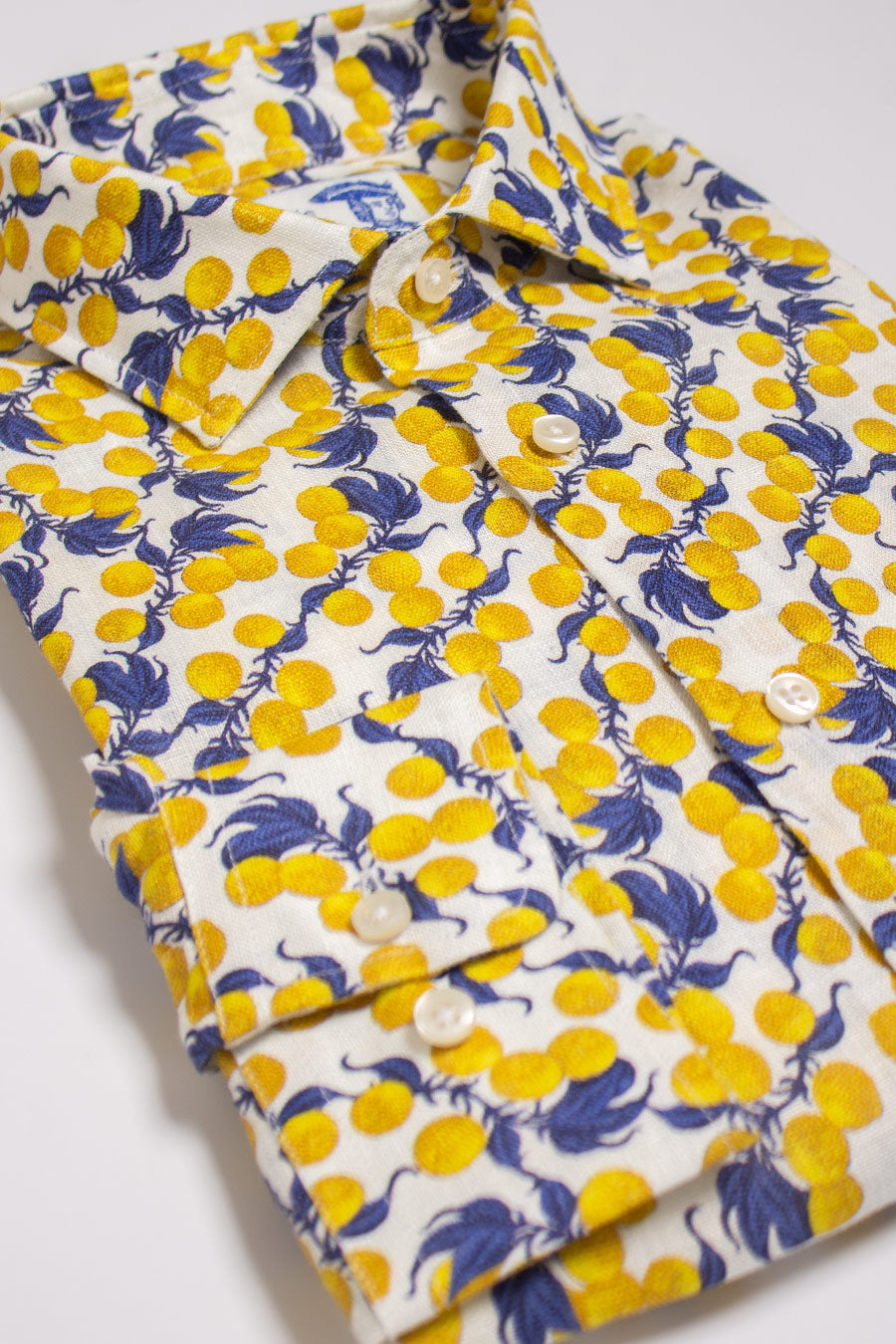 camisa de lino grosellas amarillas