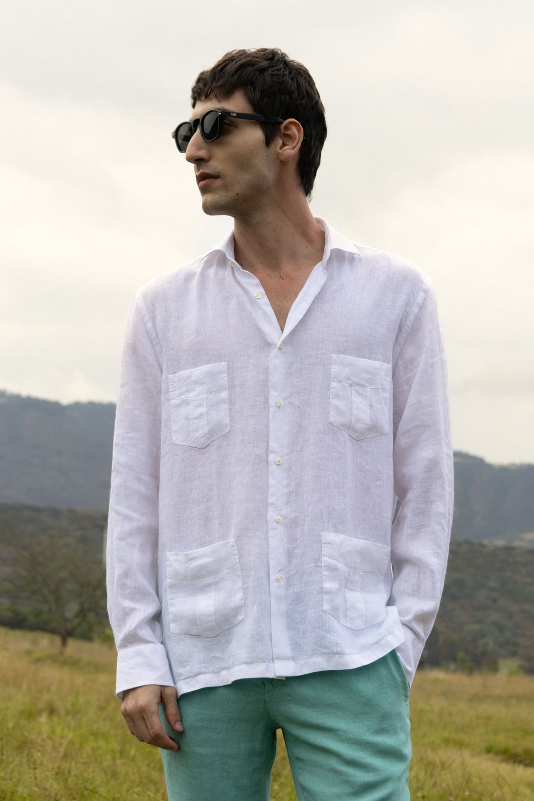 Camisa lino guayabera 4 bolsillos - soloio