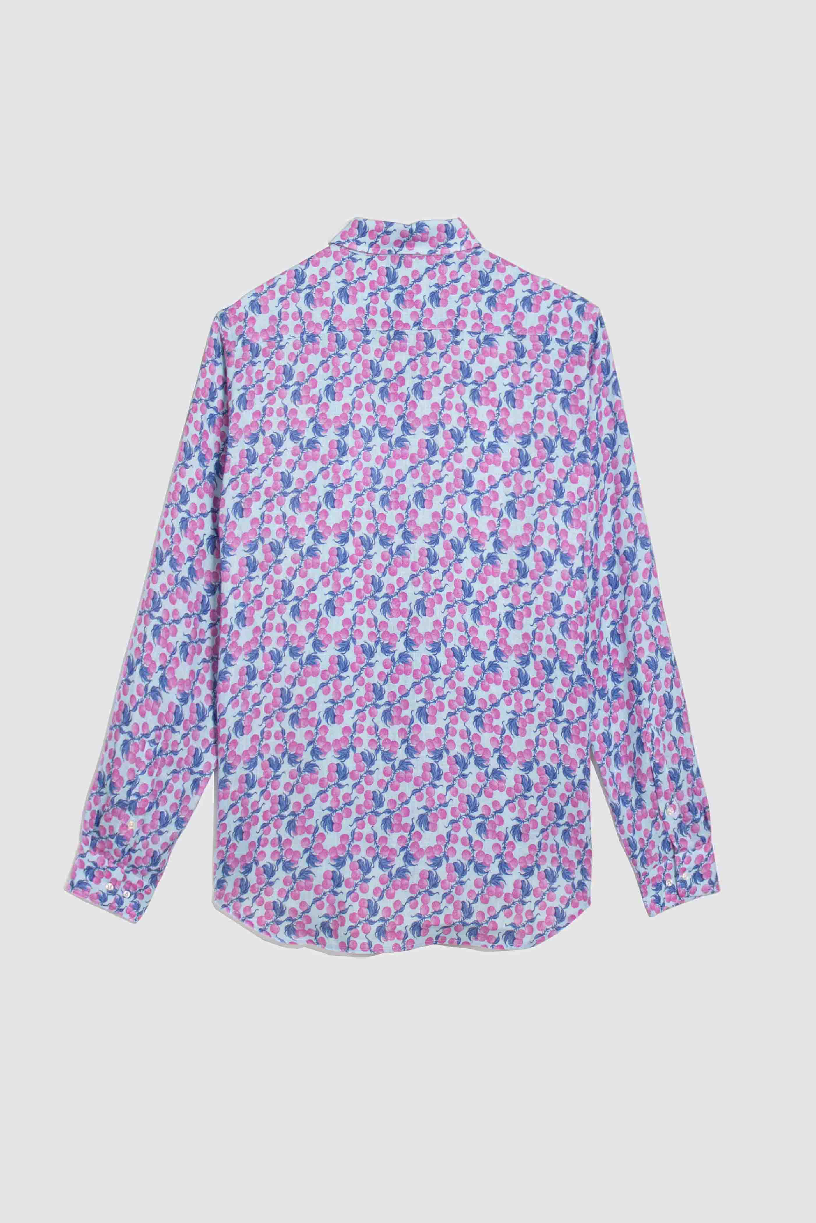 camisa de lino grosellas rosa