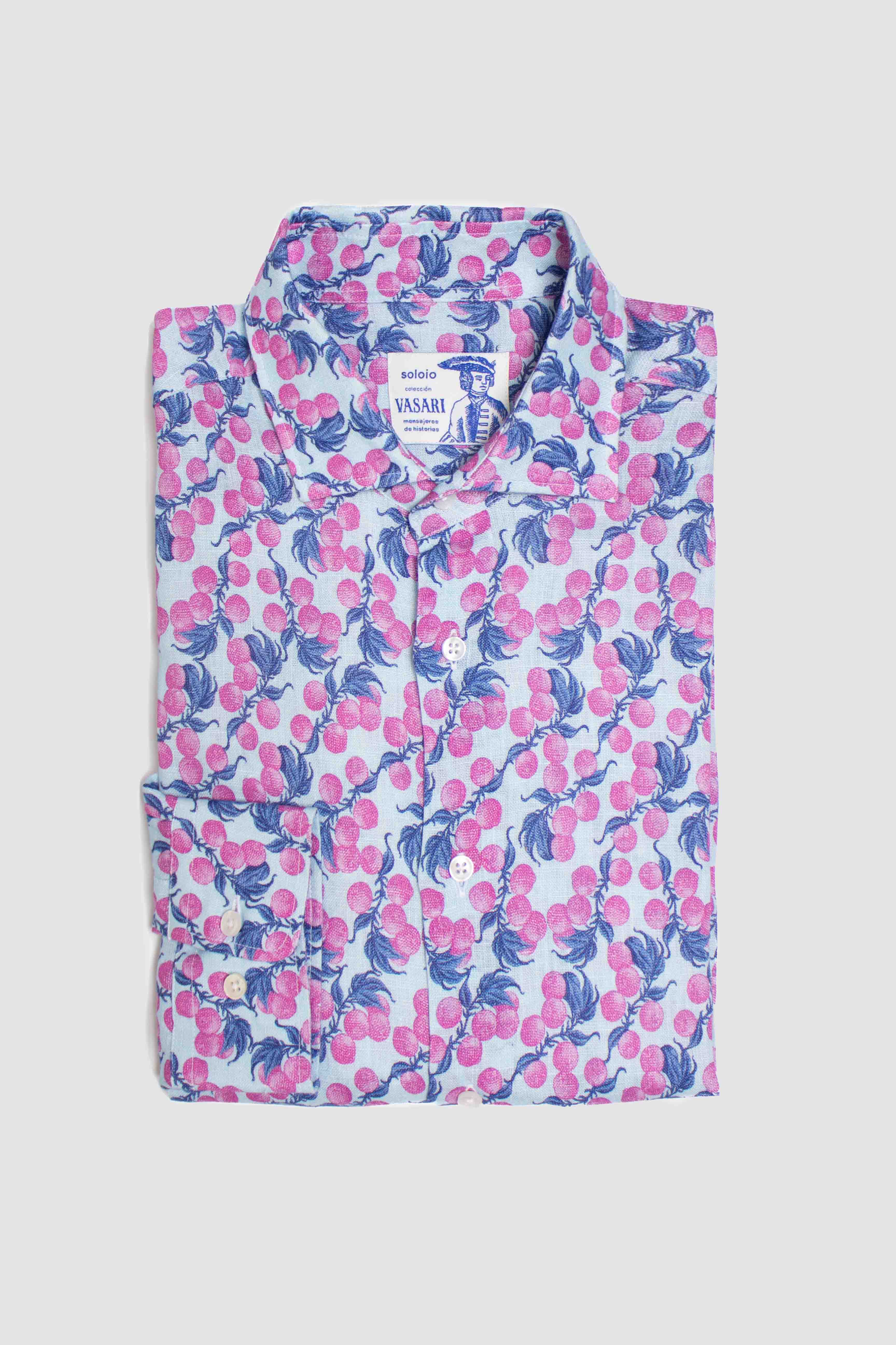 camisa de lino grosellas rosa