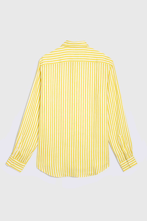 camisa de lino rayas amarilla