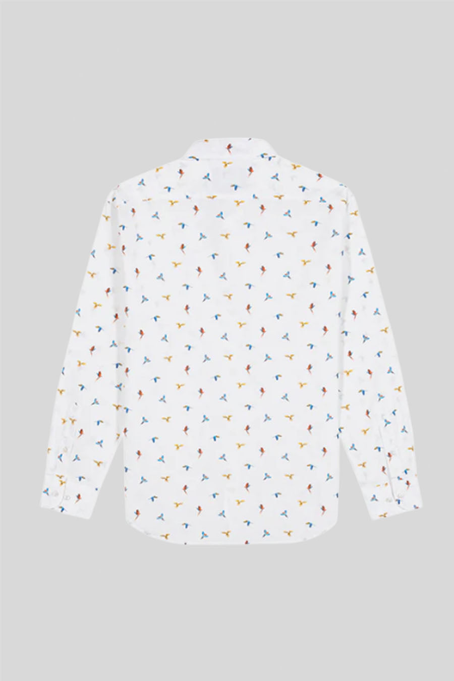 Camisa de algodón para hombre blanca small macaws
