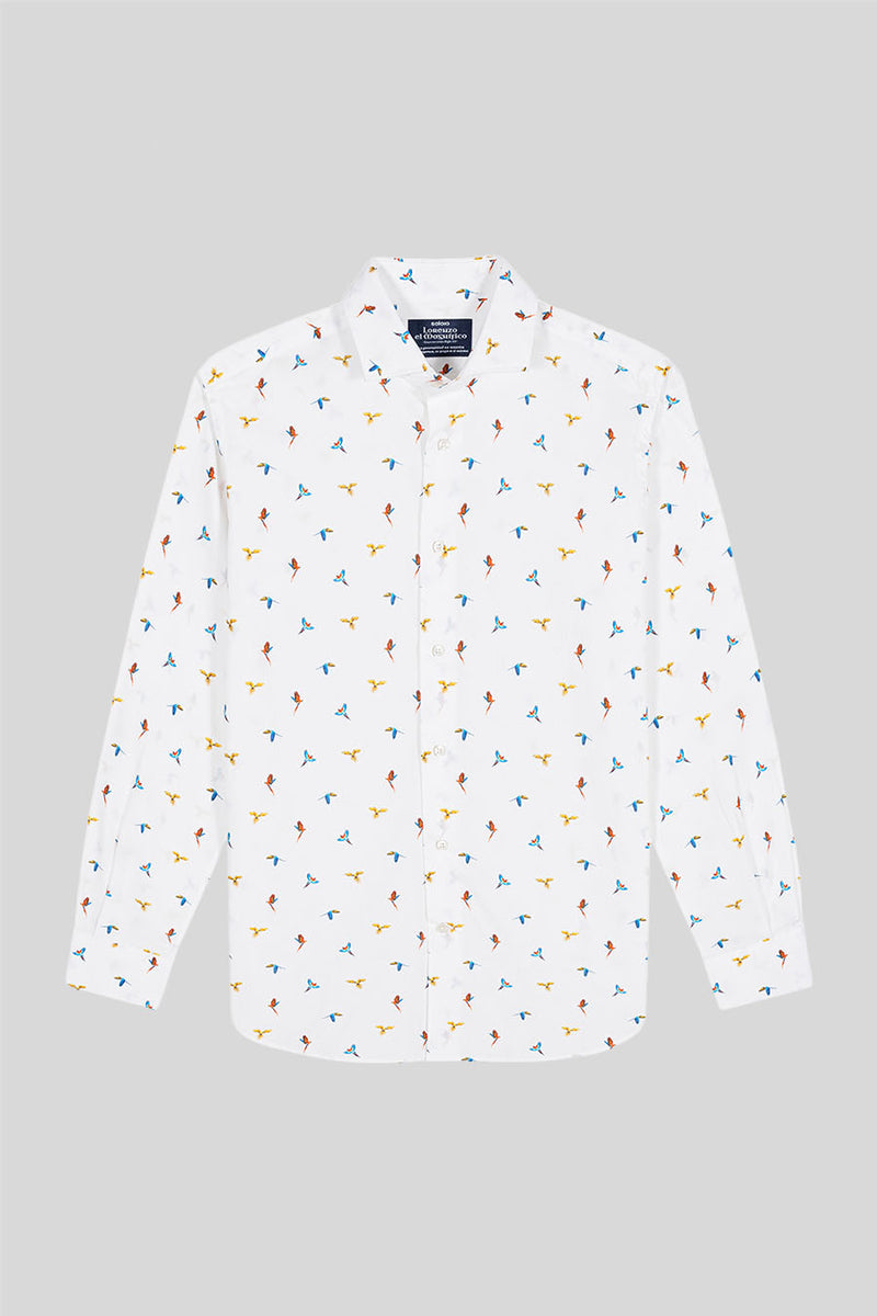Men's cotton shirt white small macaws
