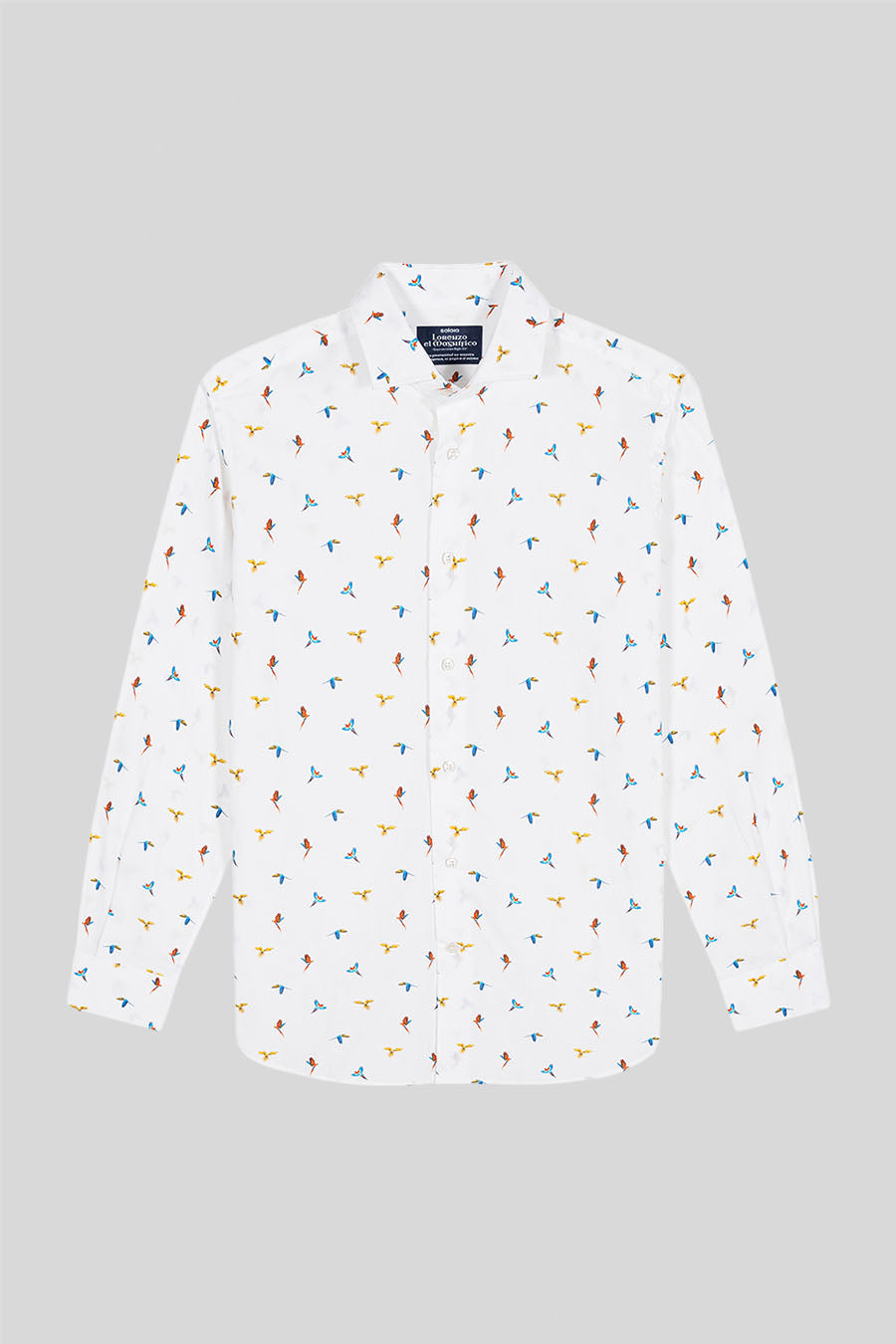 Camisa de algodón para hombre blanca small macaws