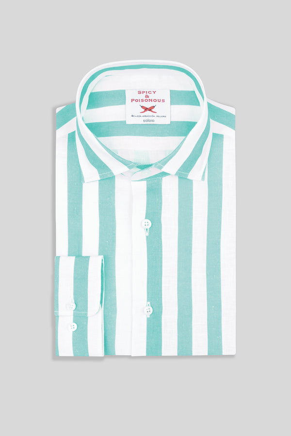 sky striped linen shirt