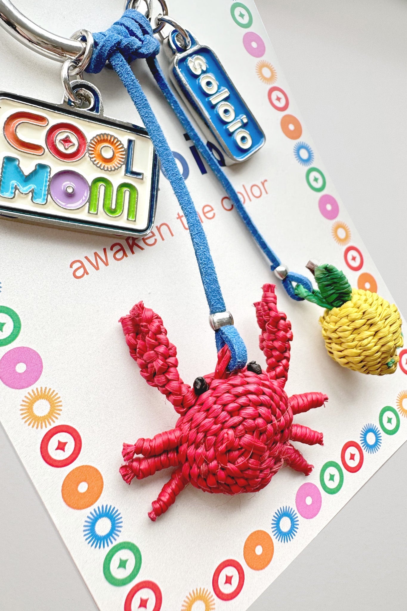 Llavero de cangrejo de palma iraca para mujer, cool mom