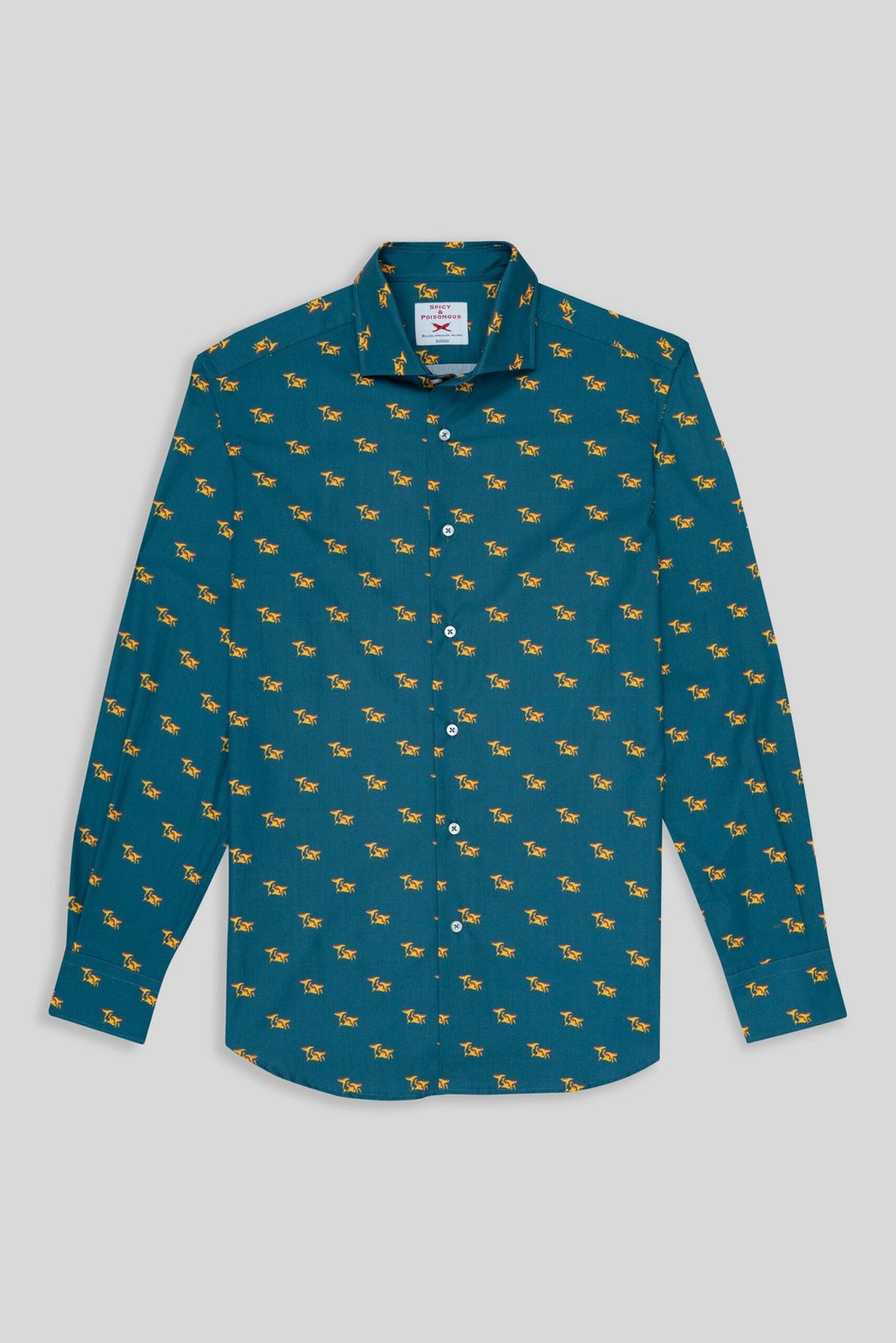 cotton shirt mushrooms green - soloio