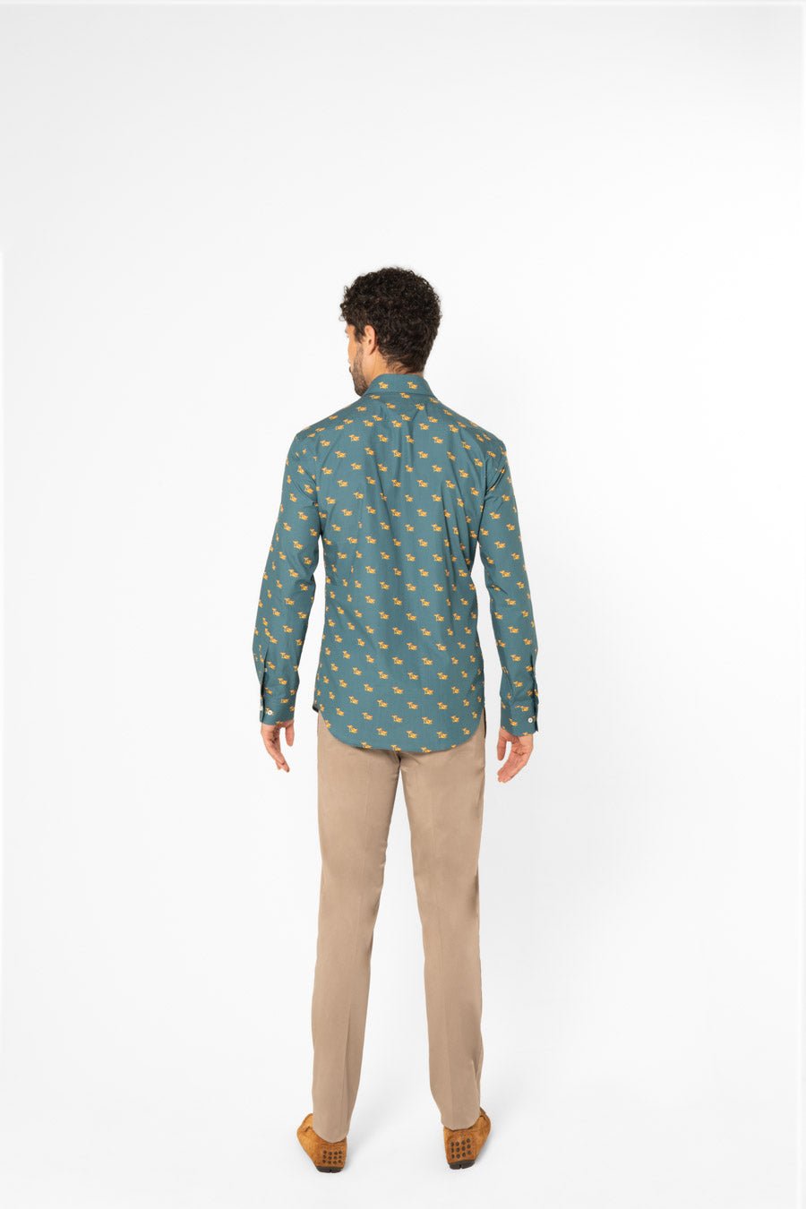 cotton shirt mushrooms green - soloio