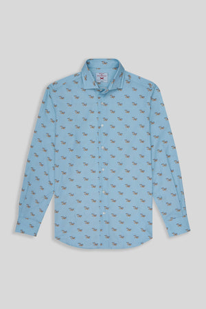 cotton shirt mushrooms sky blue - soloio