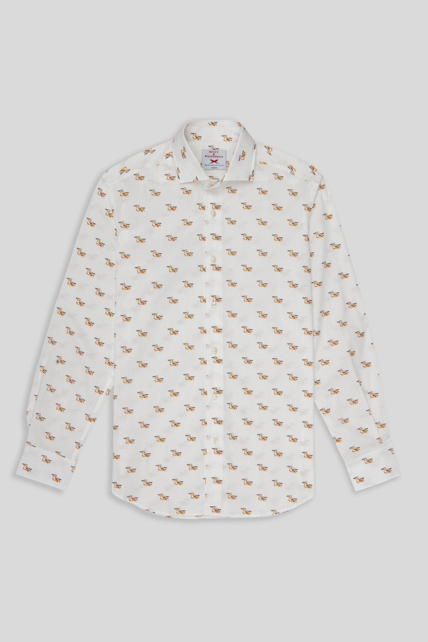 cotton shirt mushrooms white - soloio