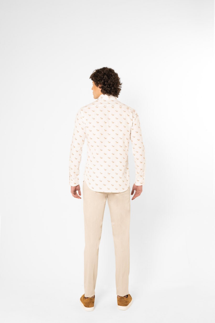 cotton shirt mushrooms white - soloio