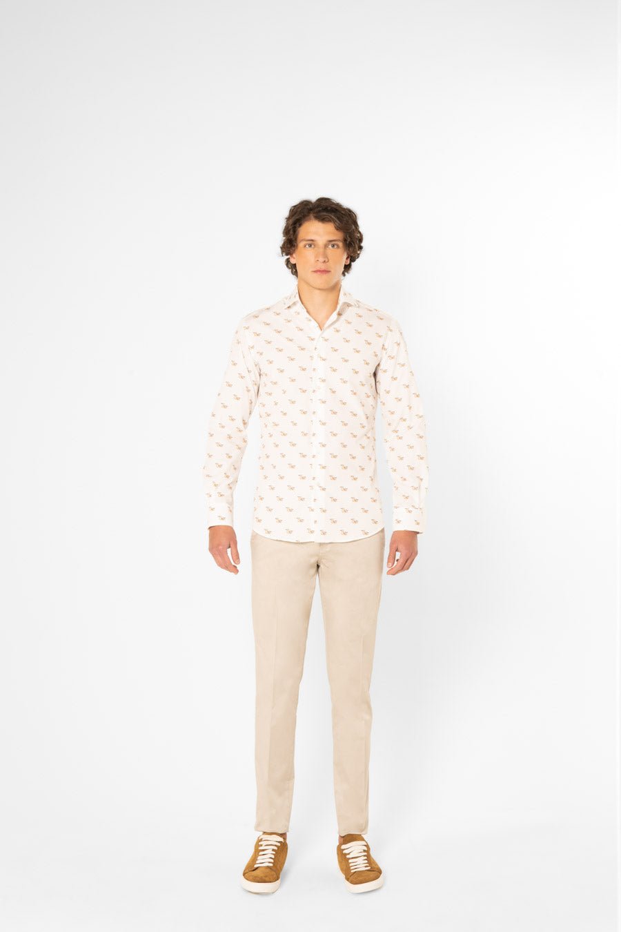 cotton shirt mushrooms white - soloio