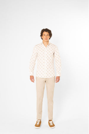 cotton shirt mushrooms white - soloio