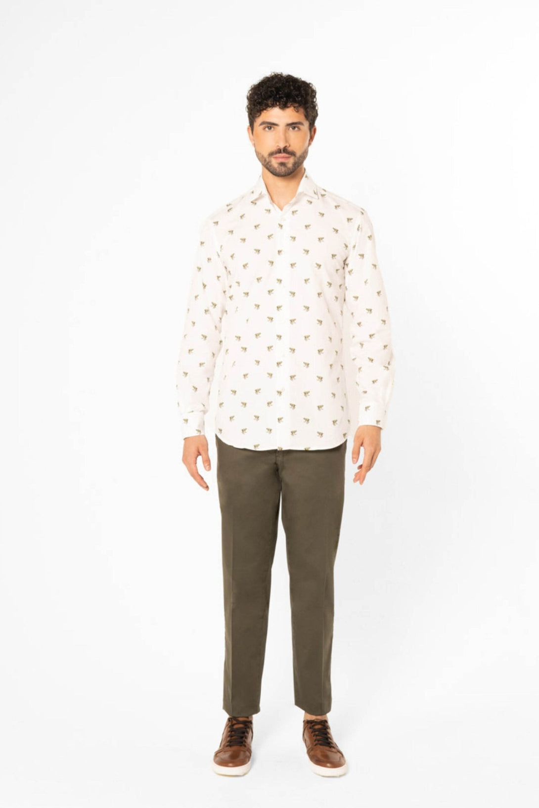 cotton shirt with separate frogs yellow - soloio