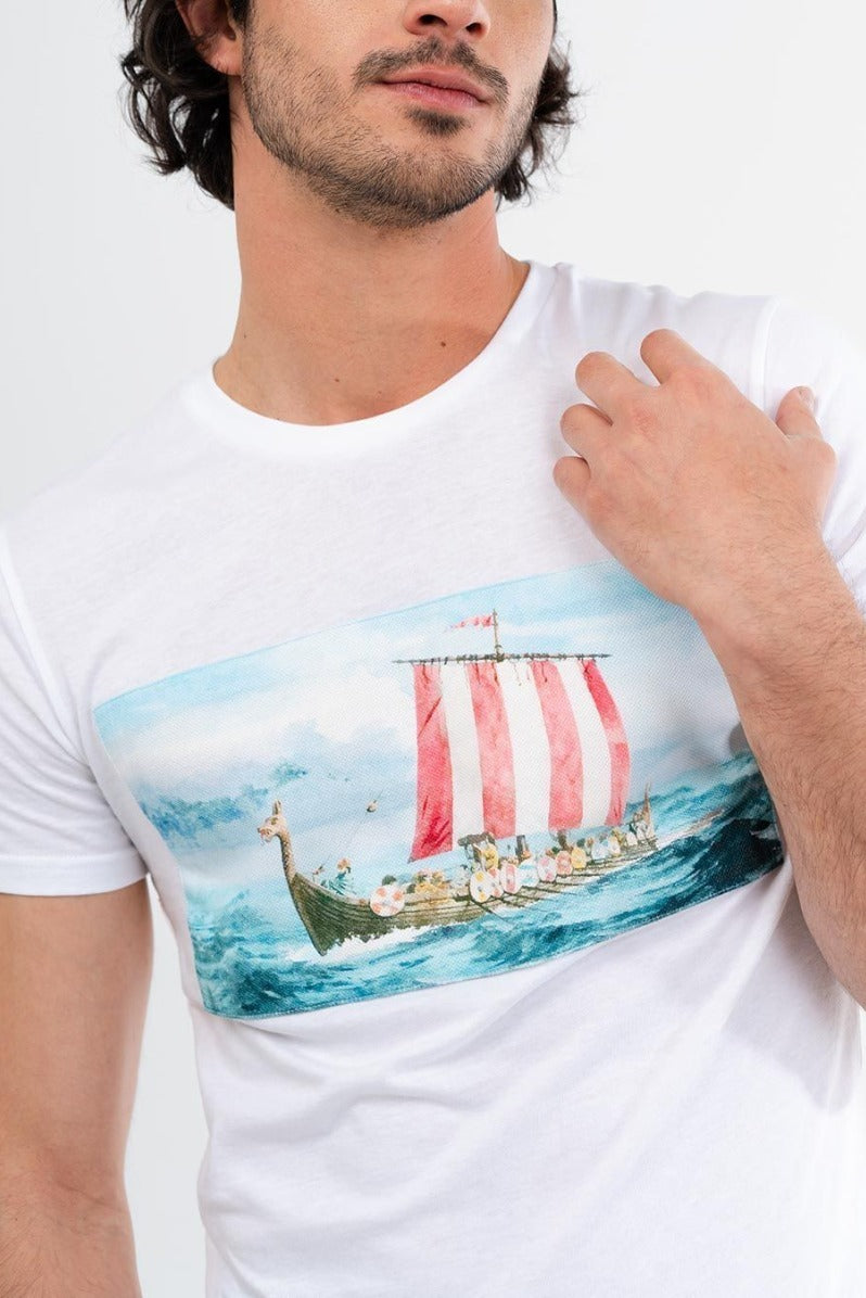 camiseta barco vikingo